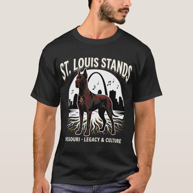 St. Louis Stands Great Dane Cultural Legacy Art T-Shirt (Front)