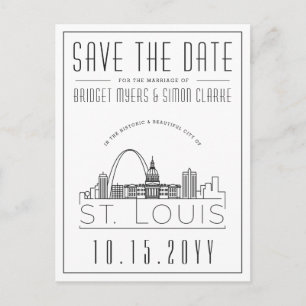 St. Louis   Stylised Skyline Save the Date Postcard