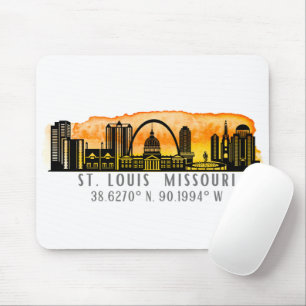 St. Louis Sunset Skyline Map Coordinates  Mouse Pad