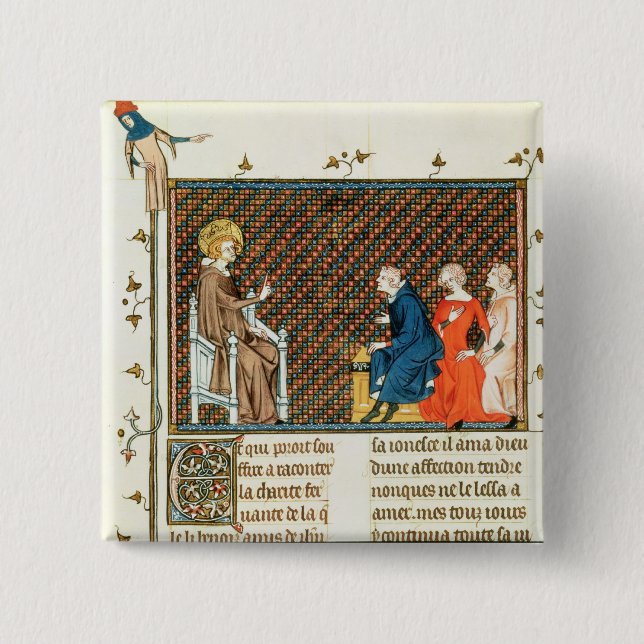 St. Louis teaching his children 15 Cm Square Badge (Front)