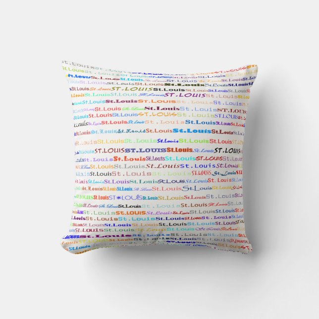 St. Louis Text Design II Throw Pillow (Front)