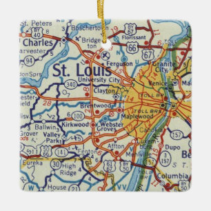 St. Louis Vintage Map Ceramic Ornament