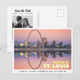 St. Louis Wedding Save the Date Retro Postcard