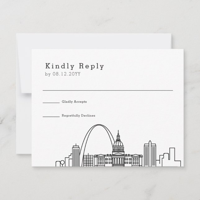 St. Louis Wedding | Stylised Skyline RSVP Card (Front)