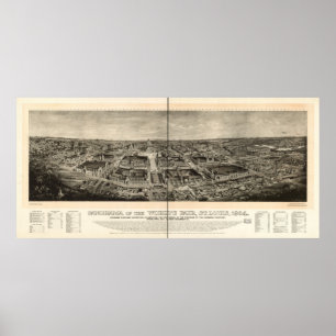 St. Louis World's Fair 1904 Antique Panoramic Map Poster