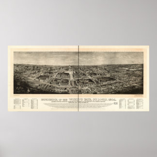 St. Louis World's Fair 1904 Antique Panoramic Map Poster