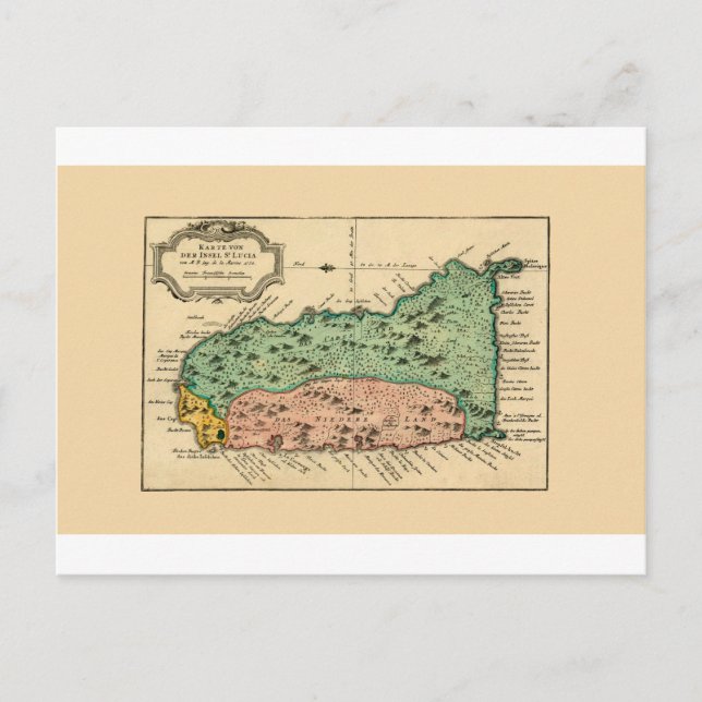 St Lucia 1758 Postcard (Front)