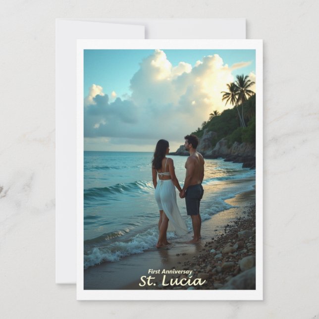 St Lucia, Anniversary Card Caribbean Honeymoon (Front)