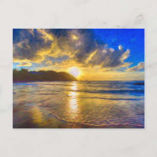 St Lucia Beach Sunset Art Postcard