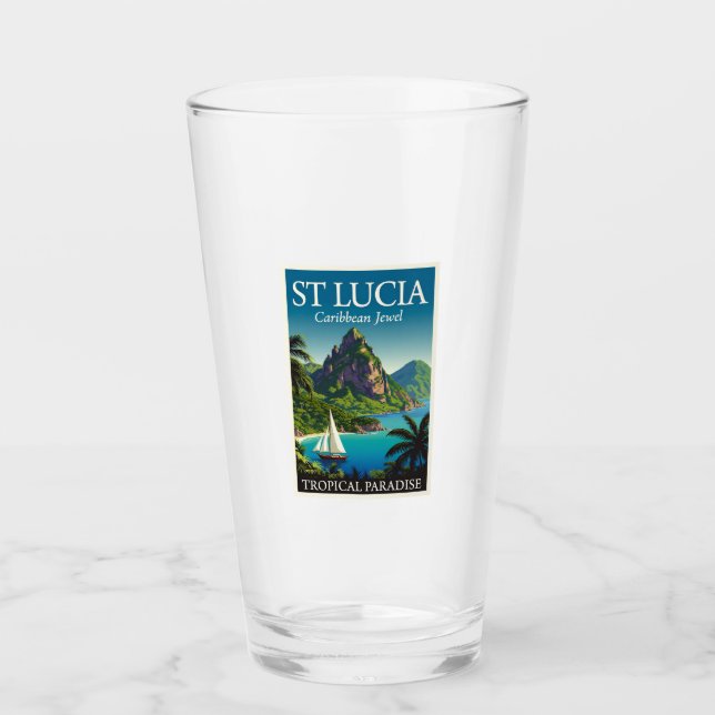 St Lucia Caribbean Jewel  Glass (Front)