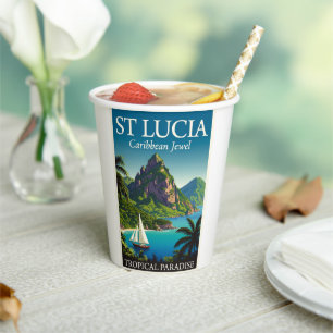 St Lucia Caribbean Jewel Paper Cups