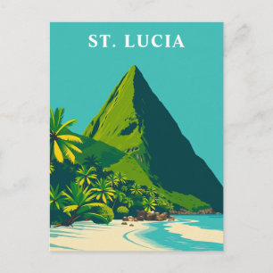 St. Lucia Caribbean Vintage Travel Art Postcard