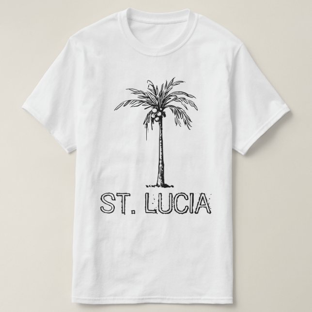 St. Lucia coconut tree black & white design T-Shirt (Design Front)
