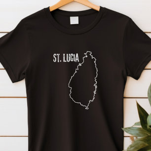 St. Lucia Country Map Line St Lucian Border Shape T-Shirt