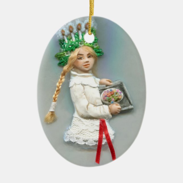 St. Lucia Day Christmas Cookies JL Biel Ceramic Ornament (Front)
