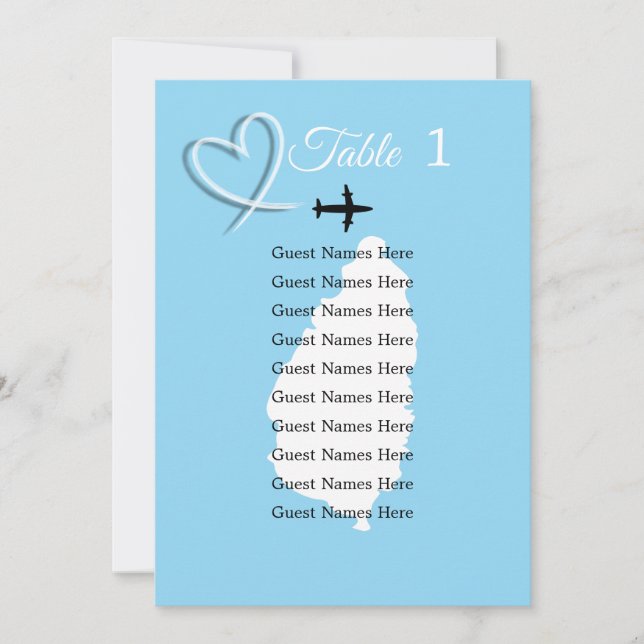 St Lucia Destination Wedding Table Plan Card (Front)