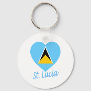 St Lucia Flag Heart Key Ring