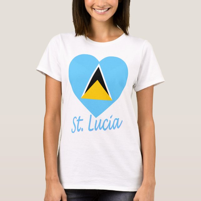 St Lucia Flag Heart T-Shirt (Front)