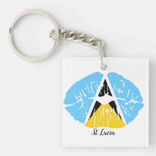 St Lucia  Flag Keychain