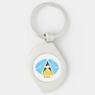 St Lucia Flag lips Key Ring