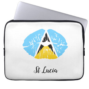 St Lucia Flag lips Laptop Sleeve