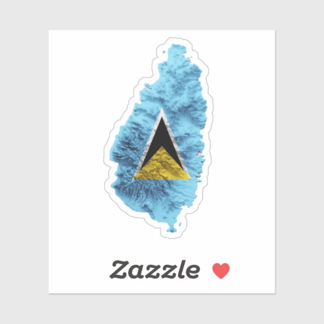 St Lucia Flag Map (Sheet)