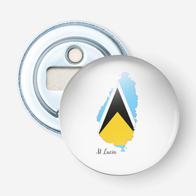St Lucia  Flag Map   Bottle Opener (Front)