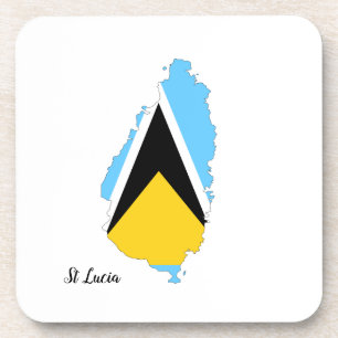 St Lucia Flag Map Coaster