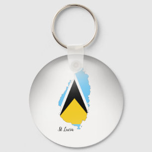 St Lucia Flag Map Key Ring