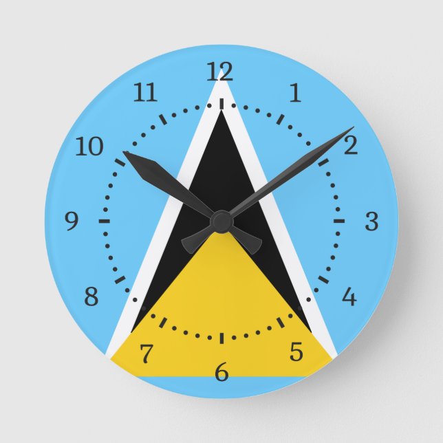 St Lucia Flag  Round Clock (Front)