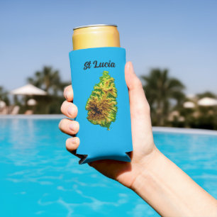 St Lucia Flag Seltzer Can Cooler