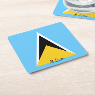 St Lucia Flag  Square Paper Coaster