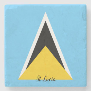St Lucia Flag Stone Coaster