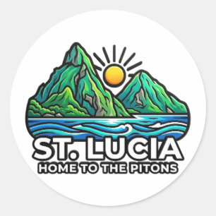 ST. LUCIA HOME TO THE PITONS CLASSIC ROUND STICKER