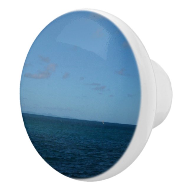 St. Lucia Horizon Blue Ocean Ceramic Knob (Right)