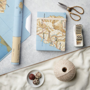 St Lucia Island Map (1991)  Wrapping Paper