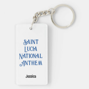 St Lucia National Anthem First Name Blue Text Key Ring