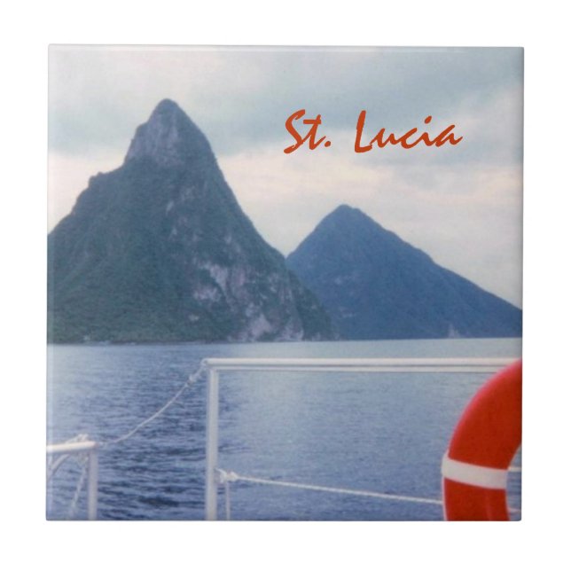 St. Lucia Pitons from the Sea Tile (Front)