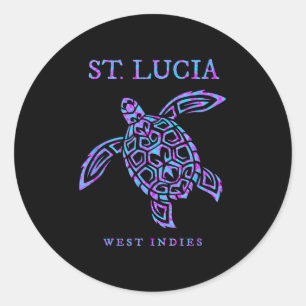St Lucia Sea Turtle Beach Vacation  Classic Round Sticker
