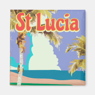 St Lucia vintage beach travel poster Magnet