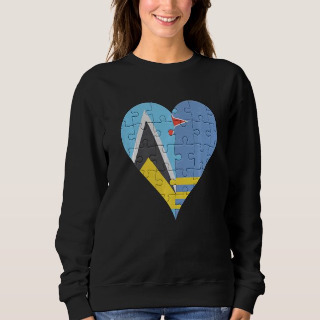 St Lucian Aruban Flag Heart Sweatshirt (Front)