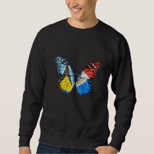 St Lucian Sint Maartener Flag Butterfly   Sweatshirt