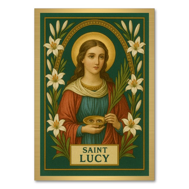 St. Lucy Catholic Wedding Table Card (Front)
