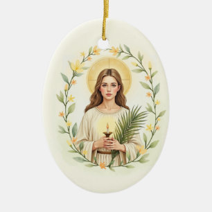 St Lucy God's Peace and Blessings with Scripture Ceramic Ornament