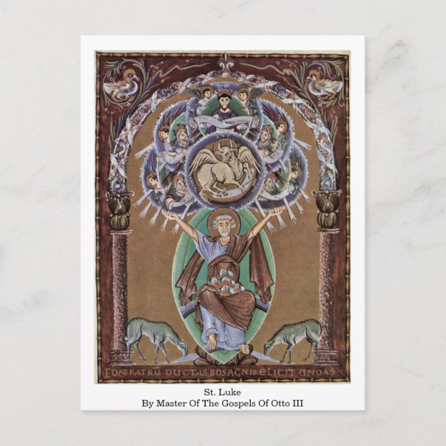 St. Luke By Master Of The Gospels Of Otto Iii. Postcard (Front)
