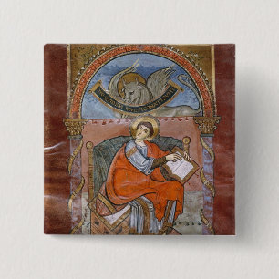 St. Luke, from the Gospel of St. Riquier 15 Cm Square Badge