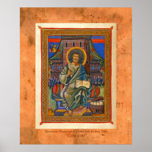 St Luke Illuminated Mediaeval Religious Art Print