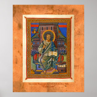 St Luke Illuminated Mediaeval Religious Art Print