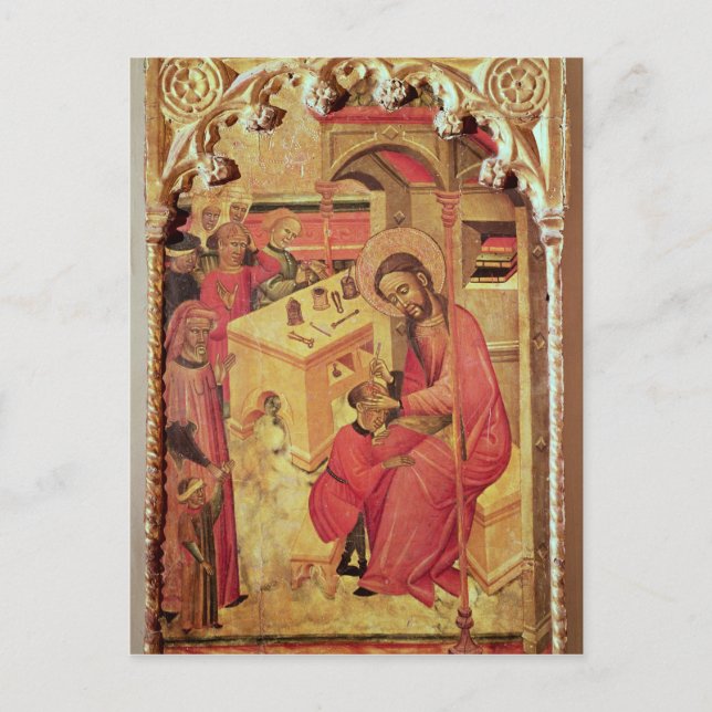 St. Luke Operating on a Man's Head, c.1400-30 Postcard (Front)