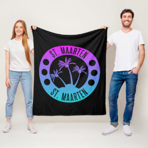 St. Maarten Blue Gradient Sint Martin Fleece Blanket